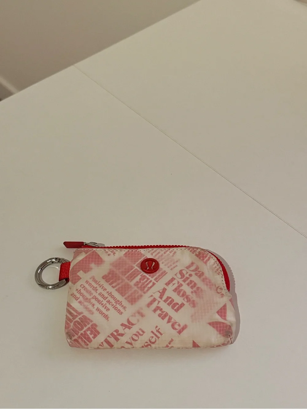 lululemon athletica Red and White Printed Key Pouch